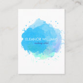 Carte De Visite Tache d'aquarelle bleue moderne chic (Devant)