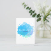 Carte De Visite Tache d'aquarelle bleue moderne chic (Debout devant)