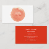 Carte De Visite Tache d'aquarelle corail moderne chic (Devant / Derrière)