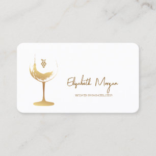 Carte De Visite Tache de vin à l'aquarelle Verre à vin en or