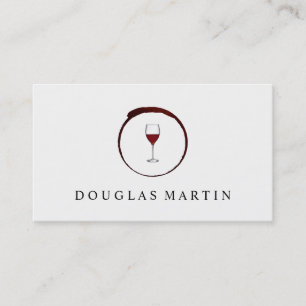 Carte De Visite Tache de vin rouge élégante avec verre à vin