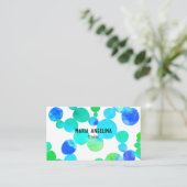 Carte De Visite Taches et points d'aquarelle bleu-vert (Debout devant)