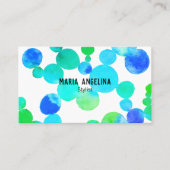 Carte De Visite Taches et points d'aquarelle bleu-vert (Devant)