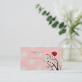 Carte De Visite Taches rose pointillé (Debout devant)