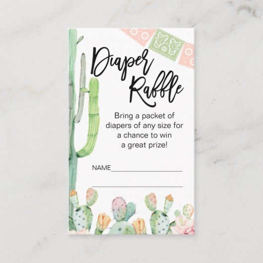 Carte De Visite Taco Cactus Fiesta Thème Diaper Raffin Insertion (Devant)
