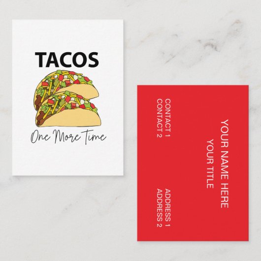 Carte De Visite Tacos Une Fois De Plus Cuisine Mexicaine Taco (Devant / Derrière)