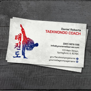 Carte De Visite Taekwondo Coach - Artiste martiale et symbole Hang