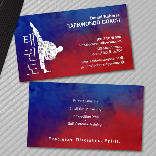 Carte De Visite Taekwondo Coach - Artiste martiale et symbole Hang