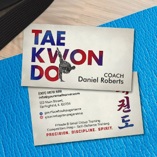 Carte De Visite Taekwondo entraîneur - Symbole Hangul et coup de p