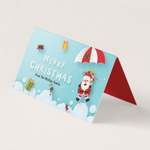 Carte De Visite Tag de sac à goodie de Noël en parachute Père Noël