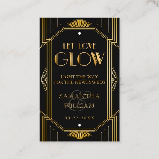 Carte De Visite Tag d'envoi du Mariage d'or Art Déco vintage (Devant)