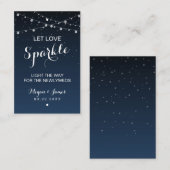 Carte De Visite Tag Mariage Sparkler de la Marine Céleste (Devant / Derrière)