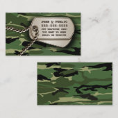 Carte De Visite Tags Jungle Green Camo Dog (Devant / Derrière)