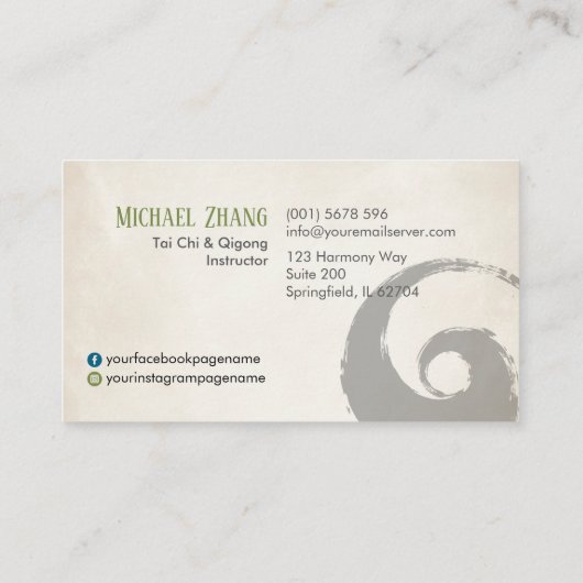 Carte De Visite Tai Chi et Qigong - Pakua / Bagua (Dos)