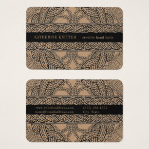 CARTE DE VISITE TAILLE EURO EN TRICOT CÂBLÉ TAN