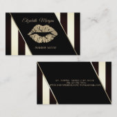 Carte De Visite Tailles Noires Et Blanches Modernes, Lèvres Glittè (Devant / Derrière)