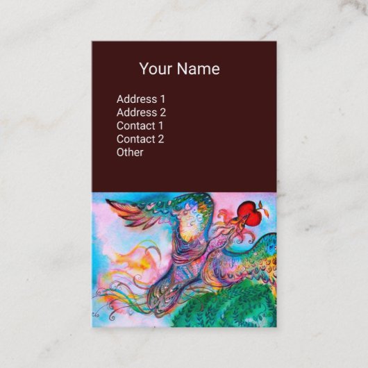 CARTE DE VISITE TALE DE FOYER TURQUE / PHOENIX DE VOL AVEC POMME (Devant)