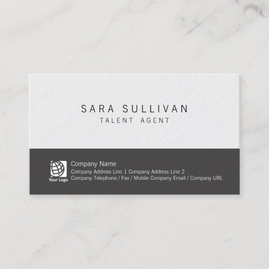 Carte De Visite Talent Agent Entertainment Simple Noir Blanc (Devant)
