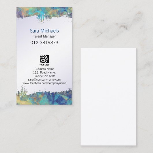 Carte De Visite Talent Manager Entertainment Extrait Papier Abstra (Devant / Derrière)