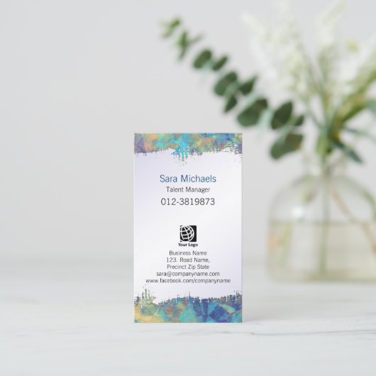 Carte De Visite Talent Manager Entertainment Extrait Papier Abstra (Debout devant)