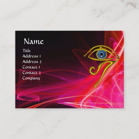 CARTE DE VISITE TALISMAN BLEUE, FUCHSIA ROUGE BLANC VAGUES CLAIRES (Devant)