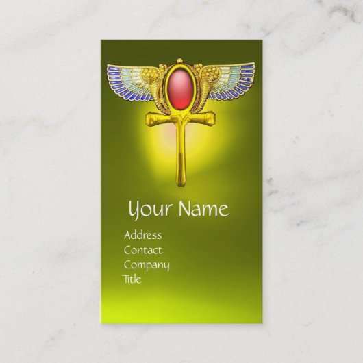 CARTE DE VISITE TALISMAN ROUGE / EGYPTIEN FEU ANKH AVEC CORNUCOPIE (Devant)