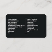 Carte De Visite Tamales doux et ragoût (Dos)