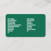 Carte De Visite Tamales Mexicaine (Dos)