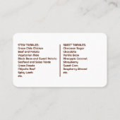 Carte De Visite Tamales personnalisés (Dos)