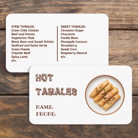 Carte De Visite Tamales personnalisés