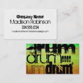 Carte De Visite Tambour ; Vert, orange et jaune vif (Devant / Derrière)