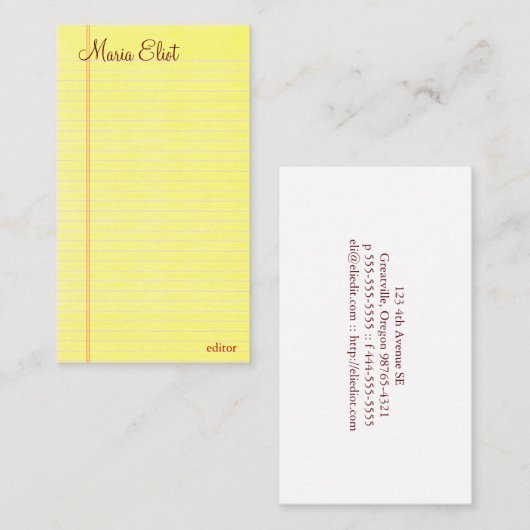 Carte De Visite Tampon (Devant / Derrière)