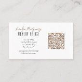 Carte De Visite Tan Black QR Code Script Makeup Business Card (Dos)