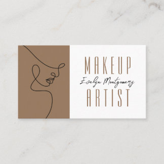 Carte De Visite Tan Black QR Code Script Makeup Business Card