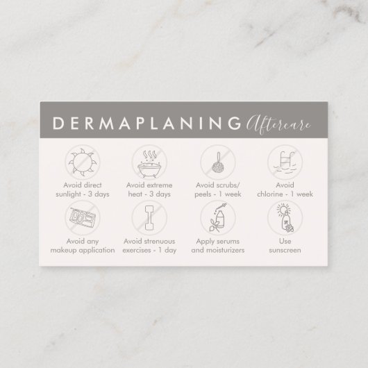Carte De Visite Tan Cream Dermaplaning Instructions postales (Dos)