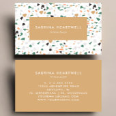 Carte De Visite Tan Green Gray Terrazzo Pattern Interior Design