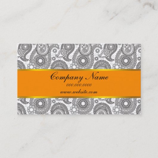Carte De Visite Tangerine Black Paisley (Devant)