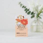 Carte De Visite Tangerine Citrus Floral Botanique Orange Maison (Debout devant)