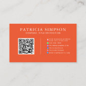 Carte De Visite Tangerine Orange and Beige Cream QR Code Template (Dos)