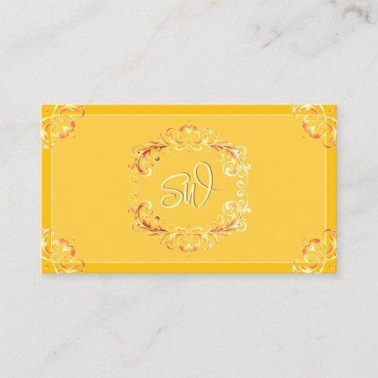 Carte De Visite Tangérine orange Monogramme photo Code QR (Devant)