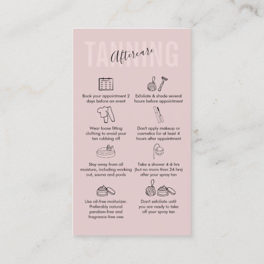 Carte De Visite Tanning Aftercare rose doux (Dos)