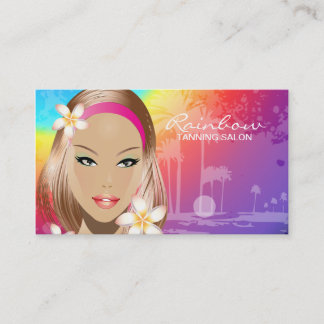 Carte De Visite Tanning Arc-en-ciel coloré jolie fille
