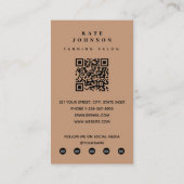 Carte De Visite Tanning Salon Spray Tan Beauté Photo QR Code (Dos)