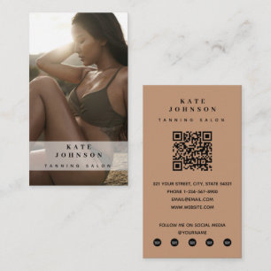 Carte De Visite Tanning Salon Spray Tan Beauté Photo QR Code