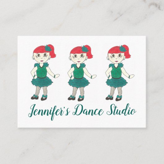 Carte De Visite Tap Dance School customisée Studio Professeur Vert (Devant)