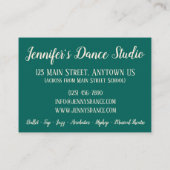 Carte De Visite Tap Dance School customisée Studio Professeur Vert (Dos)
