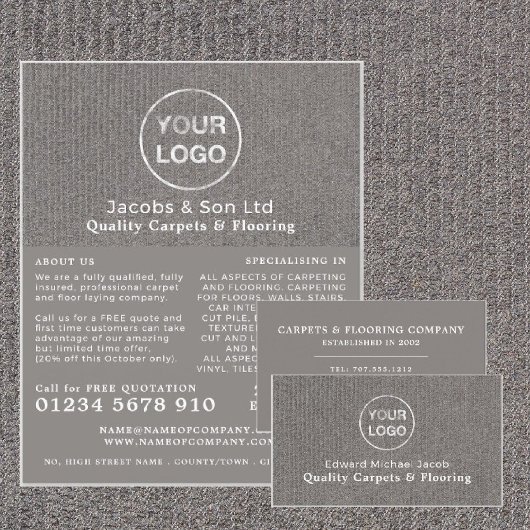 Carte De Visite Tapis Gris, Couche Tapis, Poche