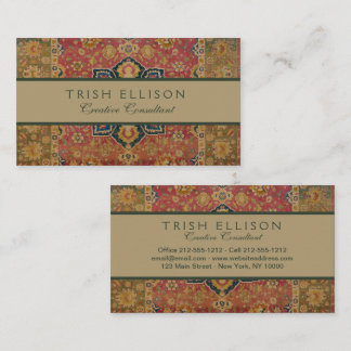 Carte De Visite Tapis persan asiatique Kashan or rouge