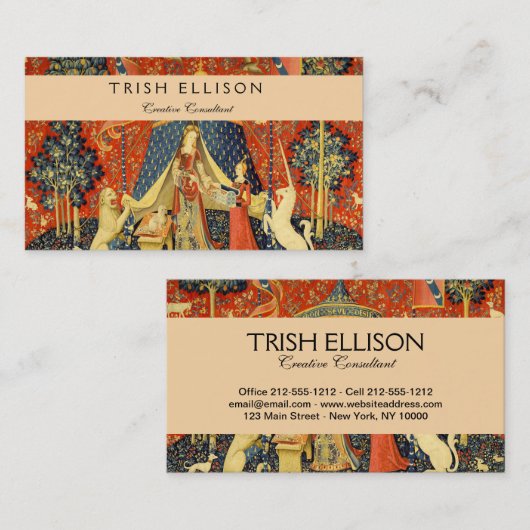 Carte De Visite Tapisseries Unicorne Lady Legend Médiéval (Devant / Derrière)