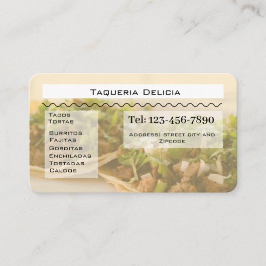 Carte De Visite taqueria / restaurant editable card  (Devant)